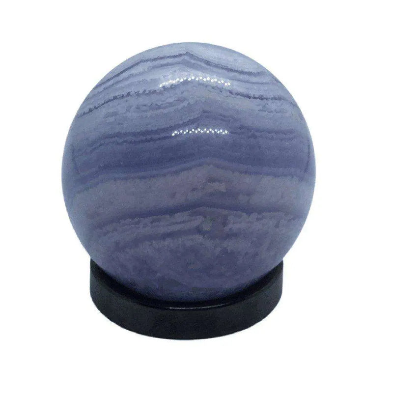 Blue Lace Agate Sphere Heavens Gems and Wellbeing
