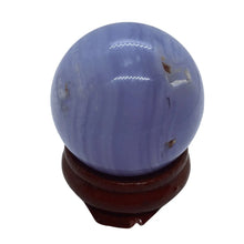 Blue Lace Agate Sphere Heavens Gems and Wellbeing