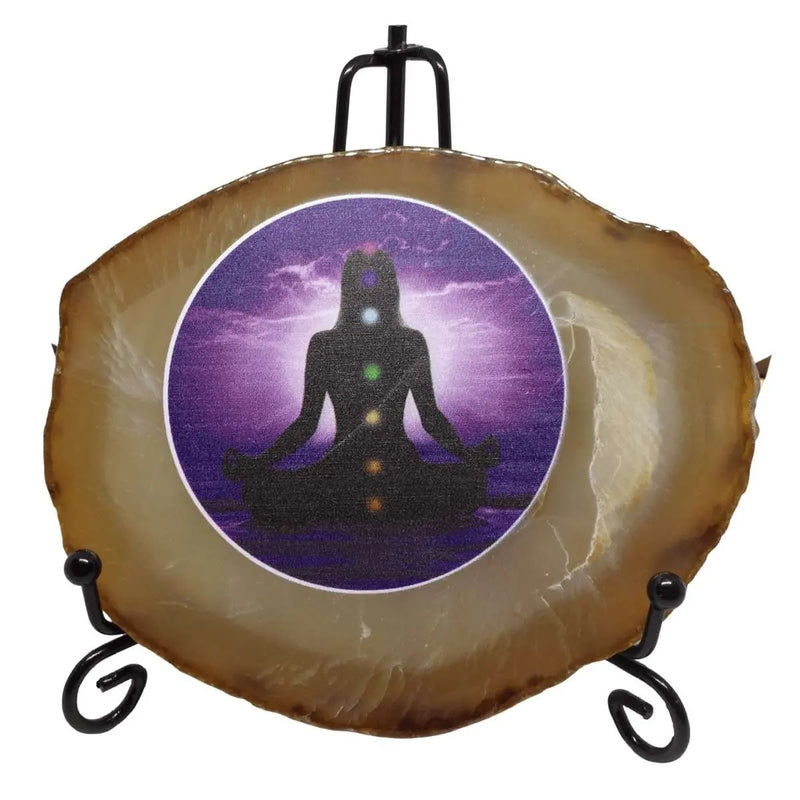Chakra Picture with Agate Slice and stand Heavens Gems and Wellbeing