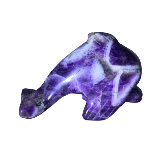 Chevron Amethyst Mini Dolphin Carving Heavens Gem and Wellbeing