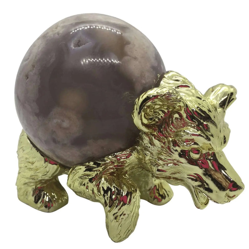Metal Bear Sphere Display Stand Heavens Gem and Wellbeing