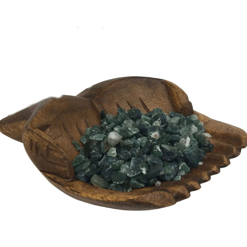 Moss Agate Chips Heavens Gems and Wellbeing