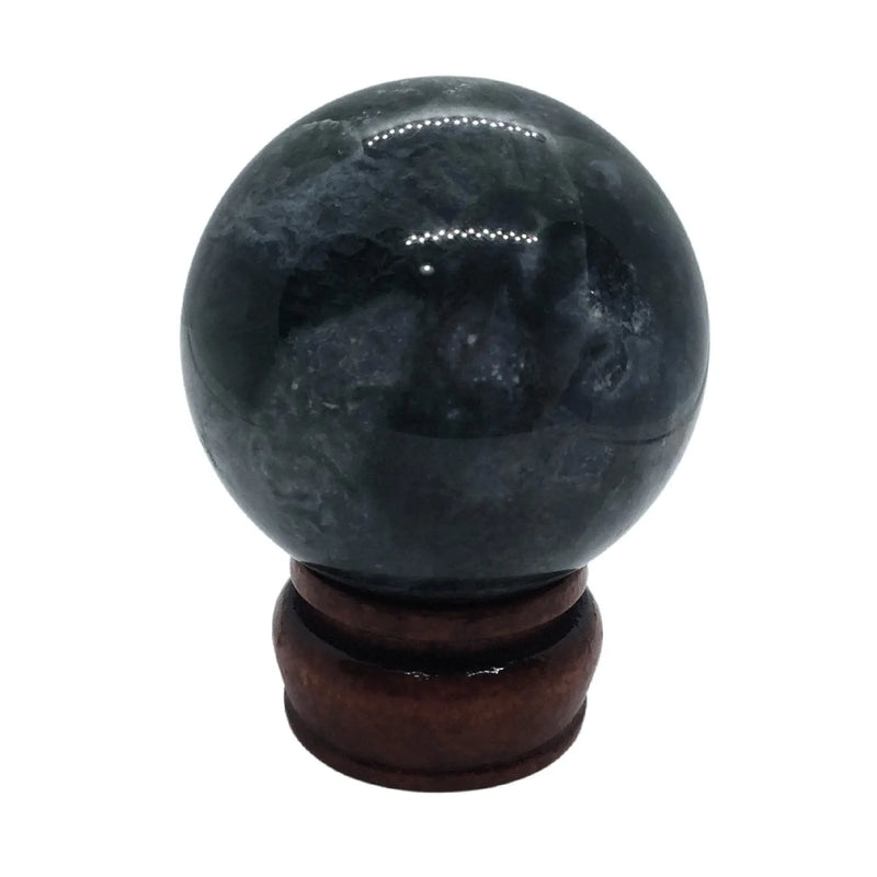 Moss Agate Sphere Heavens Gems and Wellbeing