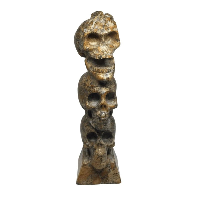 Skull Totem Carving - Red/Yellow Jade Stone Heavens Gems and Wellbeing