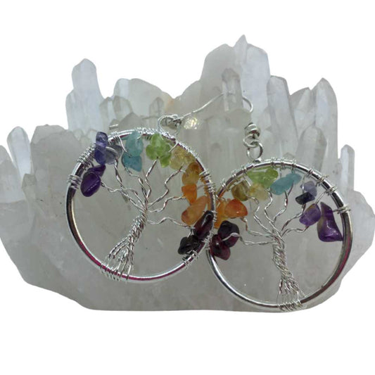 Tree of Life Chakra Earrings Heavens Gem and Wellbeing