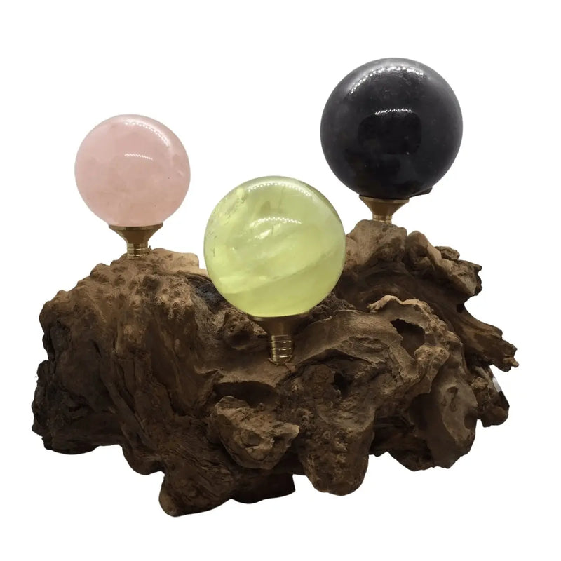 Wooden Log Sphere Stand Heavens Gems and Wellbeing