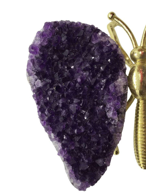 Amethyst Cluster and Brass Butterfly Heavens Gems and Wellbeing