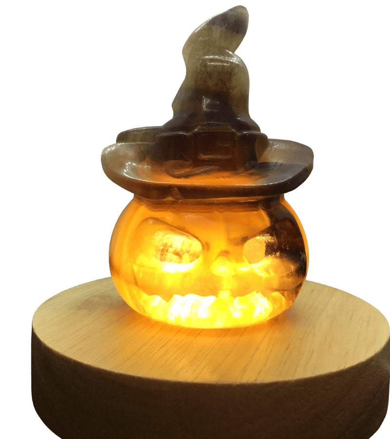 Yellow Fluorite  Pumpkin Head - Jack-O-Lantern Heavens Gem and Wellbeing